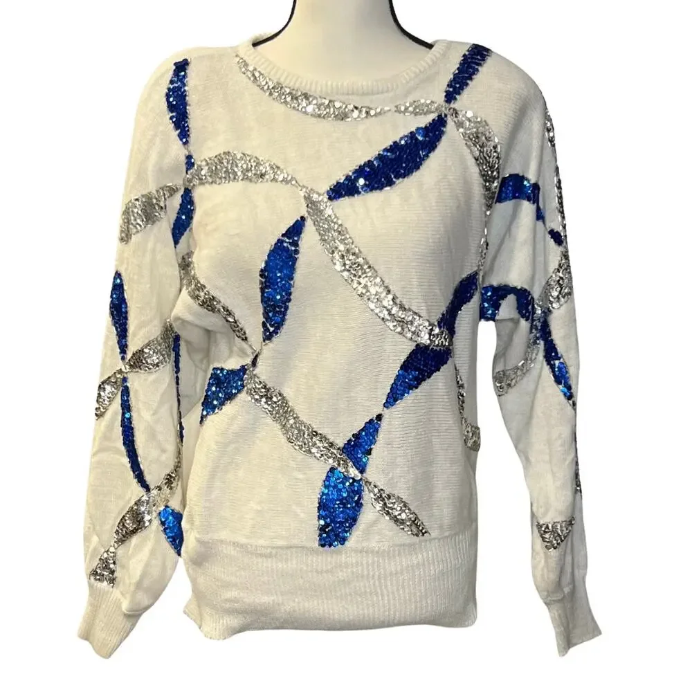 R & K Originals Women's Vintage Sequined Sweater Size M
